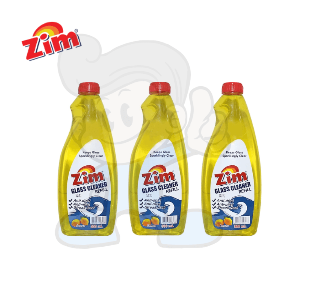 Zim Glass Cleaner Refill Lemon (3 X 500Ml) Household Supplies